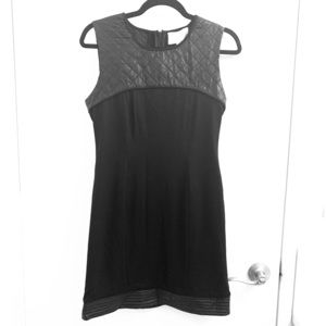 Black dress with fake leather detailing
